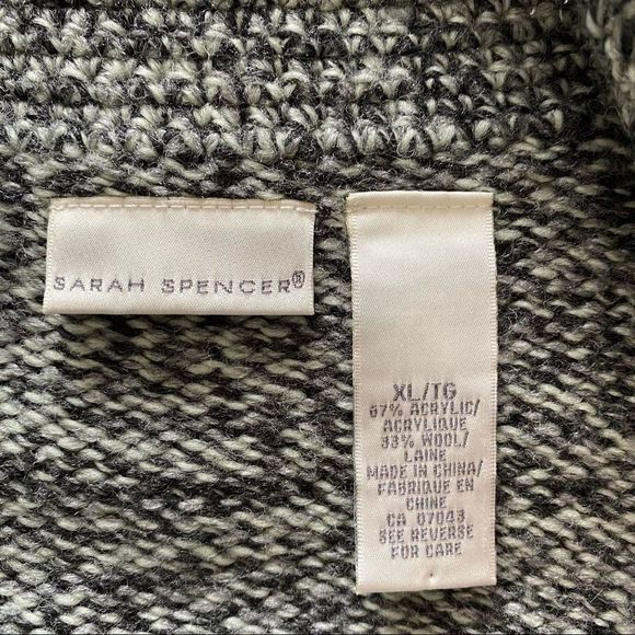 Sarah Spencer acrylic knit cardigan XL black grey - Picture 8 of 8